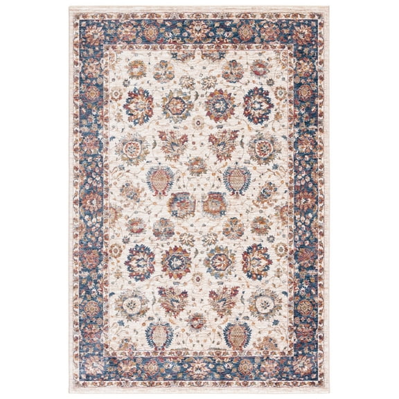 SAFAVIEH Heirloom Sharla Oriental Polyester Area Rug, Ivory/Navy, 8' x 10'