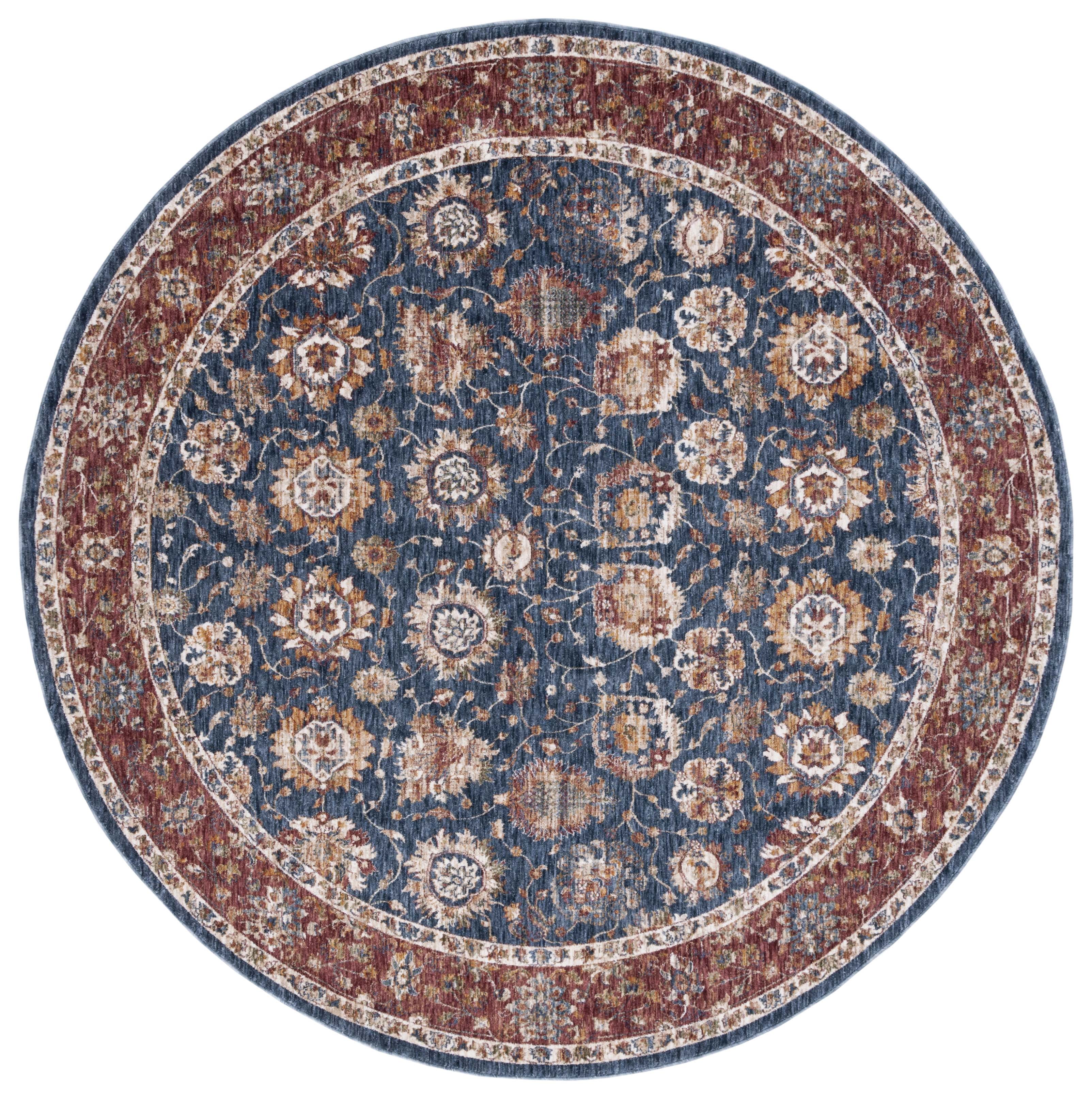 SAFAVIEH Heirloom Sharla Oriental Polyester Area Rug, Navy/Rust, 6'7