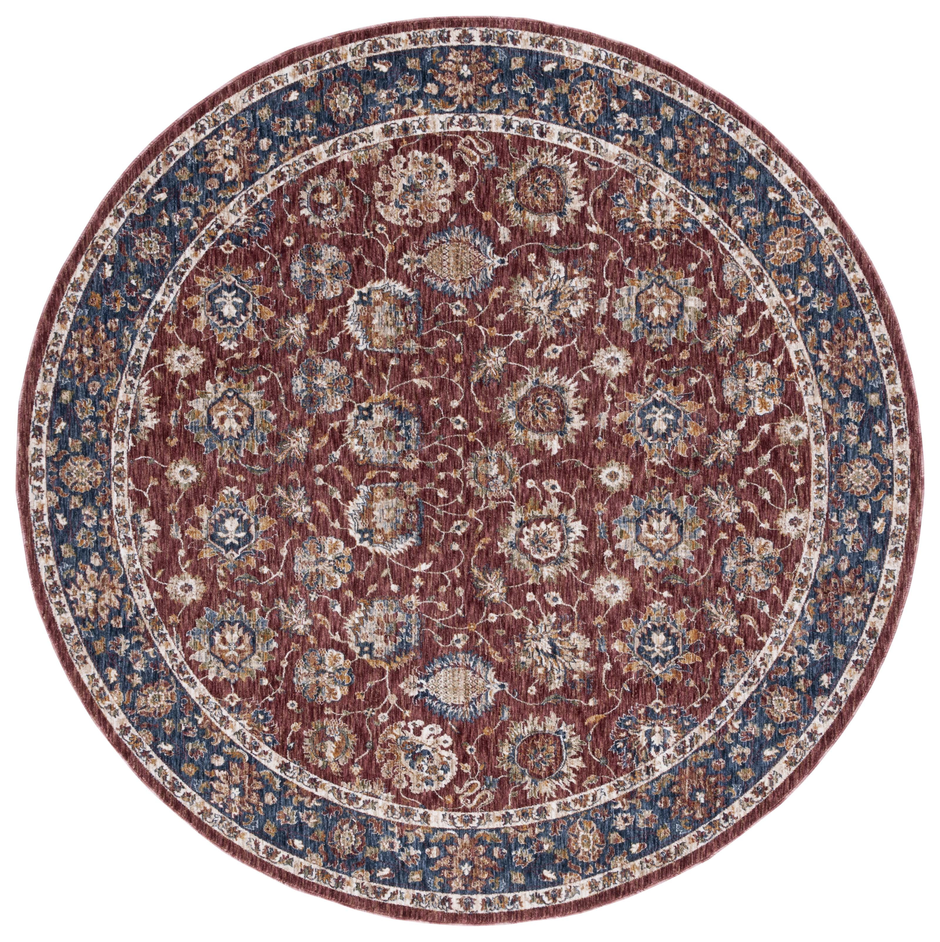 SAFAVIEH Heirloom Sharla Oriental Polyester Area Rug, Rust/Navy, 6'7