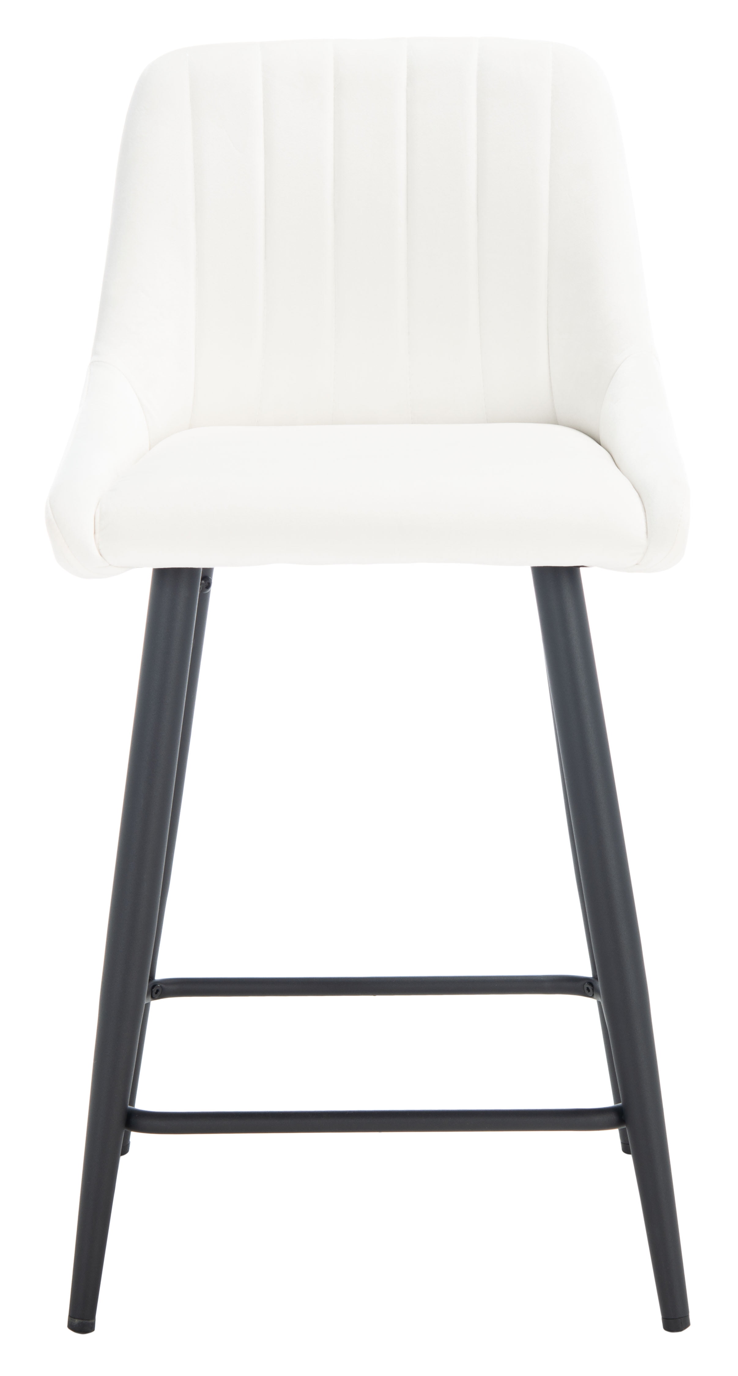 Ivory and Black Velvet Mid-Century Modern Counter Stool