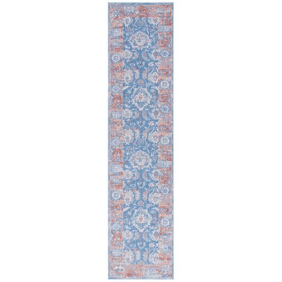SAFAVIEH Hellenic Elvan Medallion Runner Rug, Blue/Rust, 3' x 13'