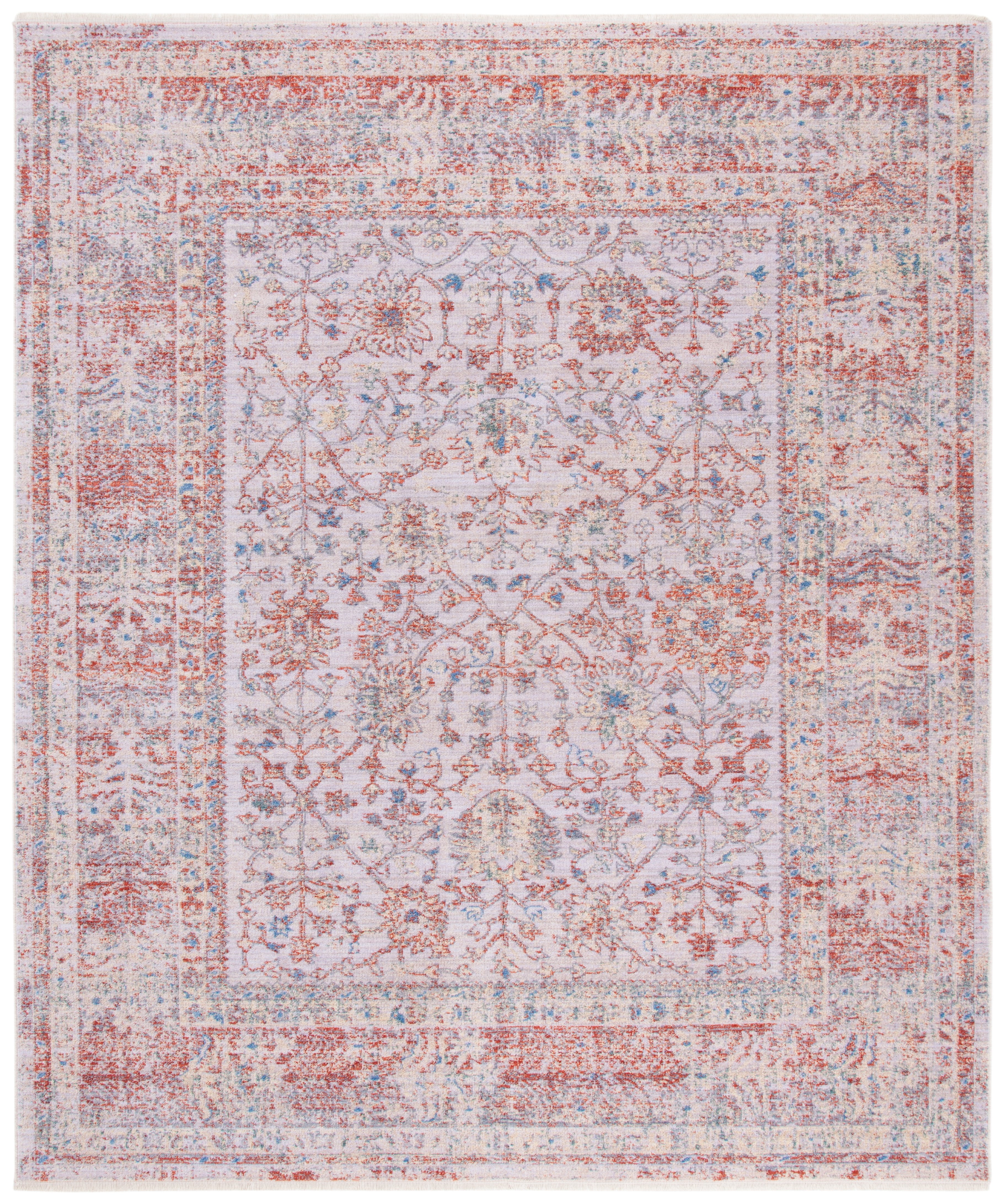 Ivory and Rust Hand-Knotted Wool-Viscose 8' x 10' Area Rug