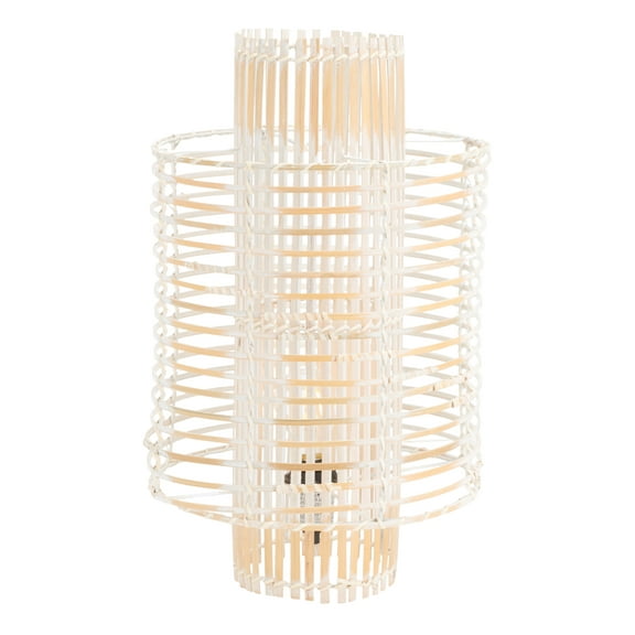 SAFAVIEH Hemera 19 in. Coastal White Washed Rattan Table Lamp with White Washed Shade