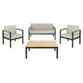 thumbnail image 1 of SAFAVIEH Hendor Outdoor Patio 4 Piece Conversation Set, Black/Grey, 1 of 8