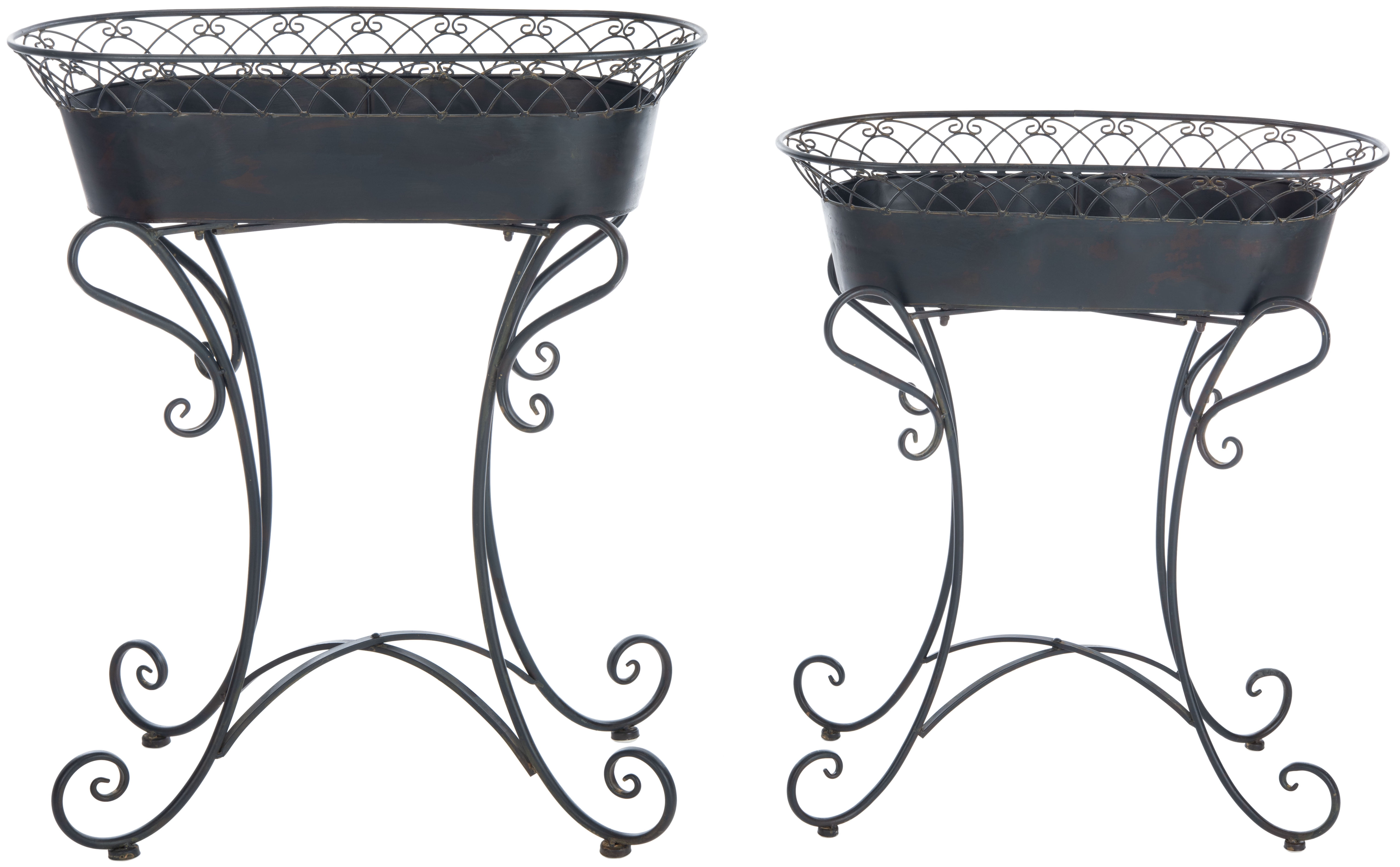 SAFAVIEH Hendrick Solid Outdoor Patio Planters, Black Rust, Set of 2