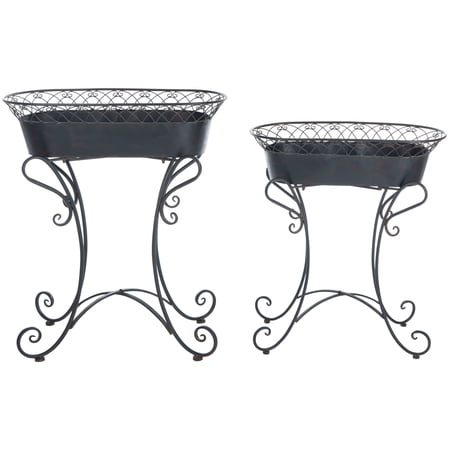 SAFAVIEH Hendrick Solid Outdoor Patio Planters, Black Rust, Set of 2