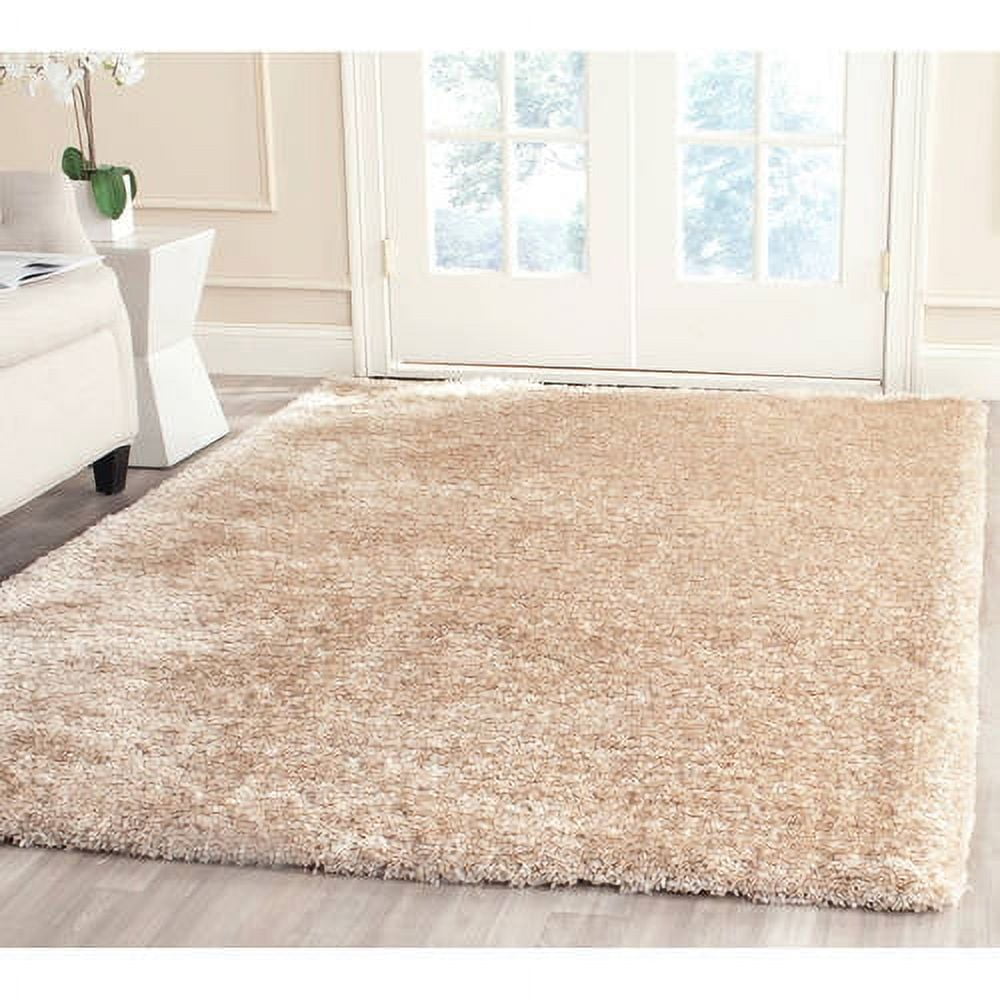 Sarah Rug 4 X 6 SAFAVIEH Henley Solid South Beach Polyester Shag Area Rug, Champagne, 4 ...