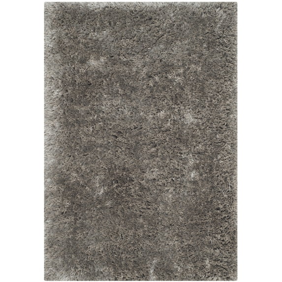 SAFAVIEH Henley Solid South Beach Polyester Shag Area Rug, Silver, 2'3" x 4'