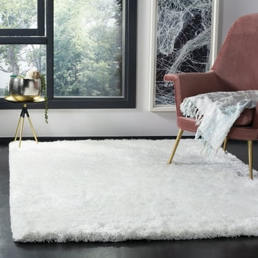 SAFAVIEH Henley Solid South Beach Polyester Shag Area Rug, Snow White, 9' x 12'