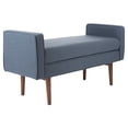 thumbnail image 1 of SAFAVIEH Henri Mid-Century Cushioned Bench, Navy/Walnut, 1 of 9