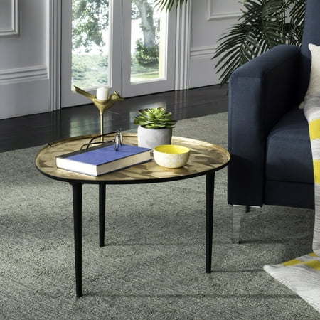 SAFAVIEH Hera Modern Oval Side Table, Taupe/Black