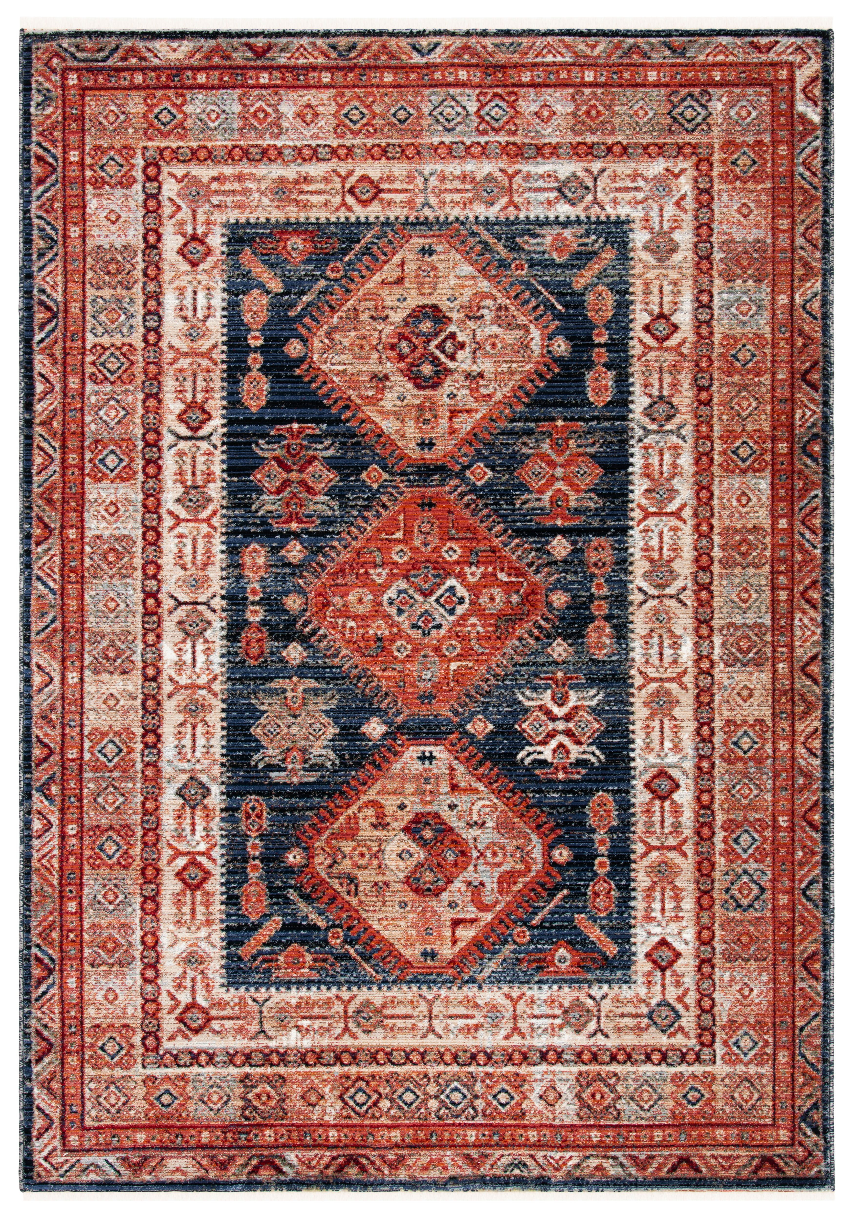Herat Rust and Black Oriental Synthetic 4' x 6' Area Rug
