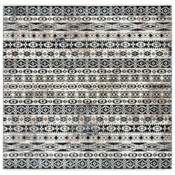 SAFAVIEH Herat Clayton Oriental Area Rug, Ivory/Black, 6'7" x 6'7" Square