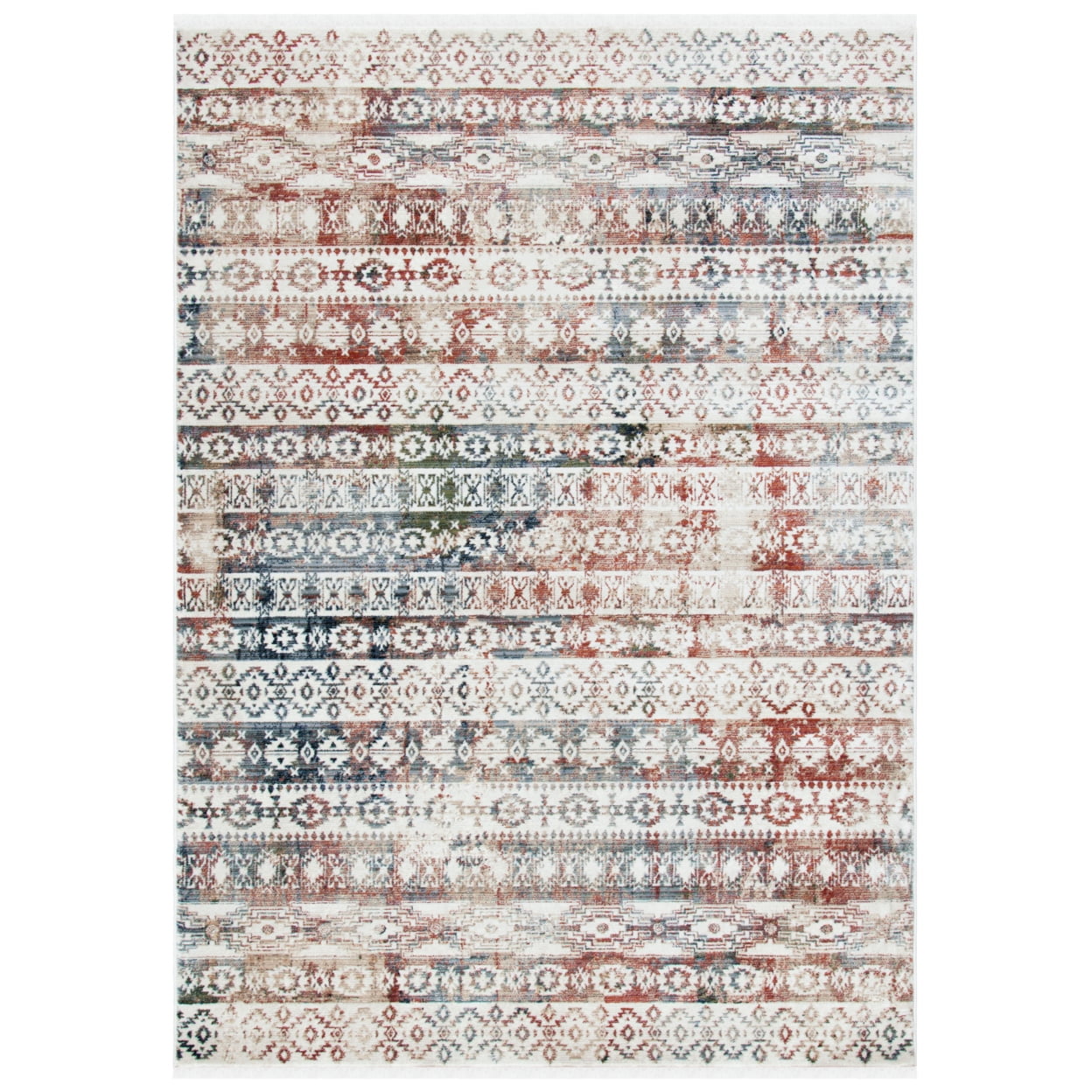 Elegant Ivory Oriental 4' x 6' Synthetic Area Rug