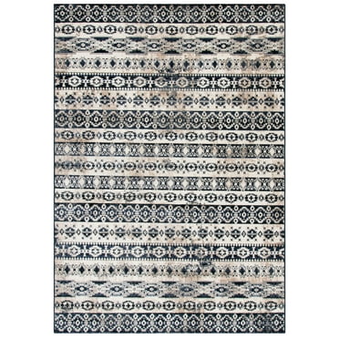 SAFAVIEH Tulum Collection, tappeto runner da 5 x 2,9 m, avorio e blu