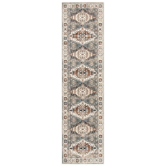 SAFAVIEH Herat Flint Oriental Runner Rug, Grey/Cream, 2' x 8'