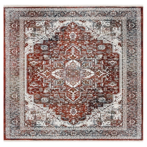 SAFAVIEH Herat Herleva Oriental Area Rug, Red/Ivory, 6'7" x 6'7" Square