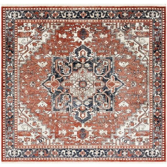 SAFAVIEH Herat Isabel Oriental Area Rug, Rust/Black, 6'7" x 6'7" Square