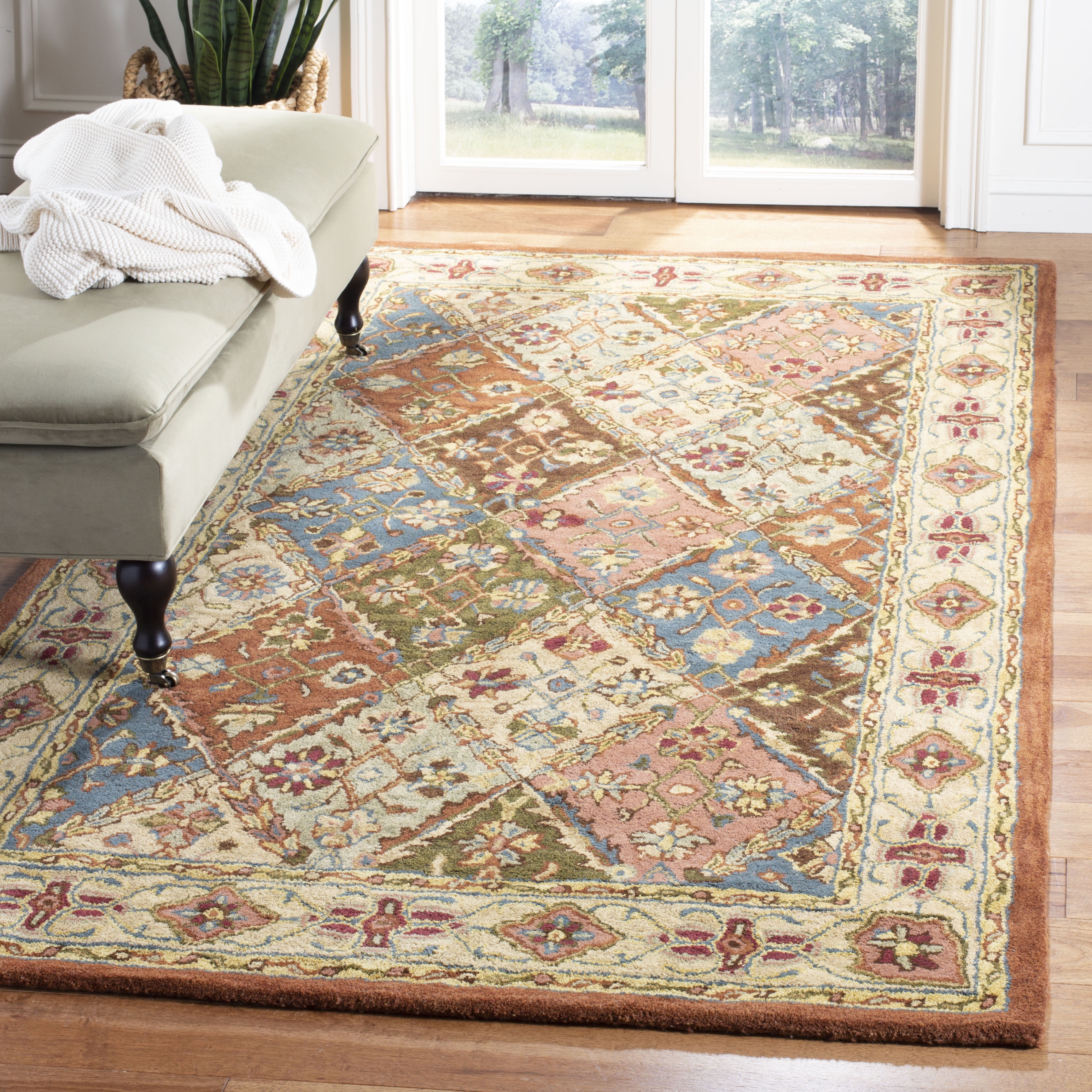 Hand-Tufted Beige Wool Traditional Square Area Rug