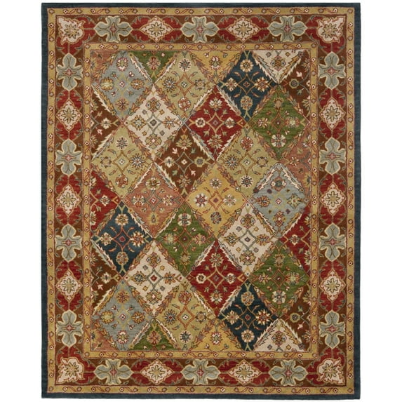 SAFAVIEH Heritage Abbey Traditional Wool Area Rug, Green/Red, 6' x 6' Square