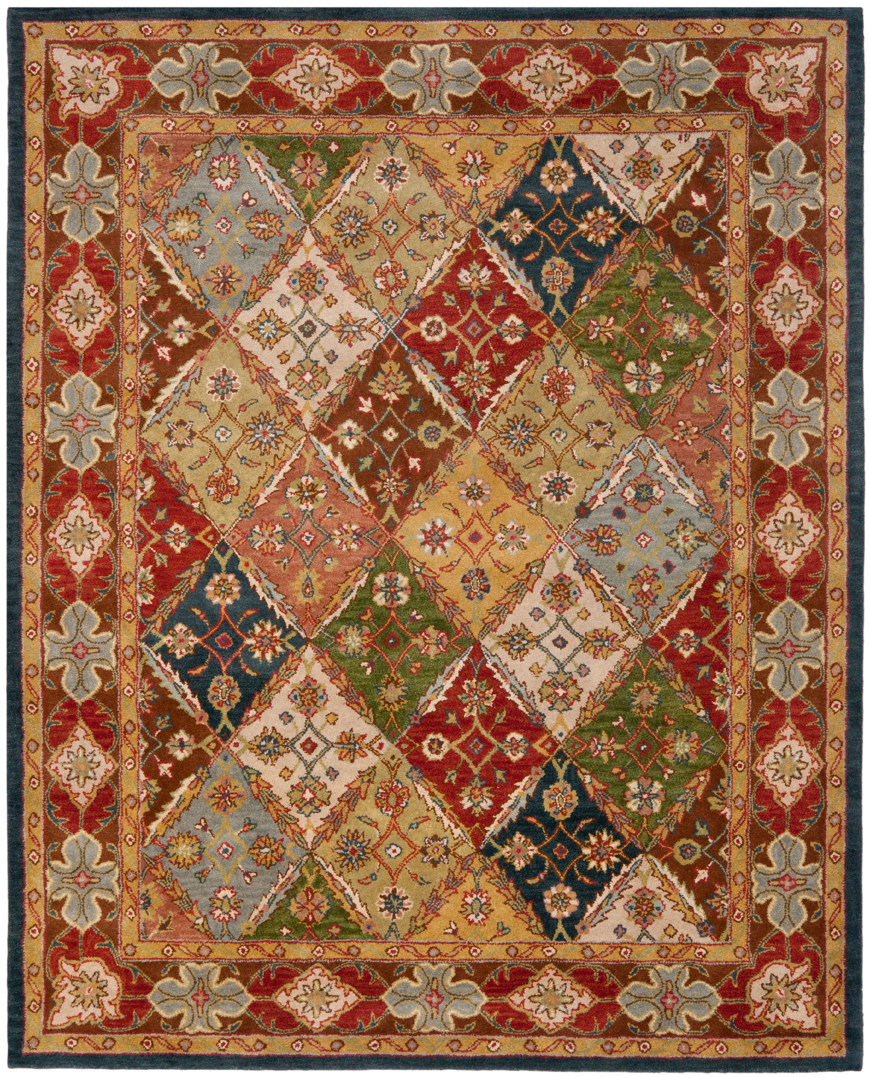 Heritage Green and Red Hand-Tufted Wool Area Rug 9'6" x 13'6"