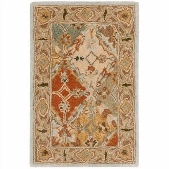 SAFAVIEH Heritage Abbey Traditional Wool Area Rug, Light Blue/Light Brown, 2'3" x 4'