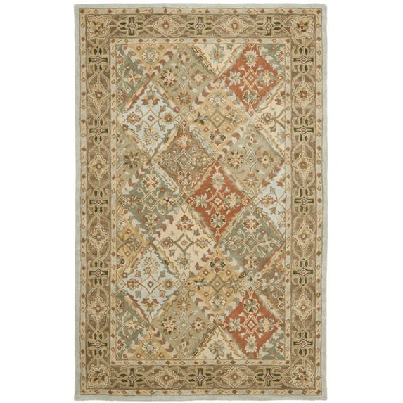 SAFAVIEH Heritage Abbey Traditional Wool Area Rug, Light Blue/Light Brown, 4' x 6'