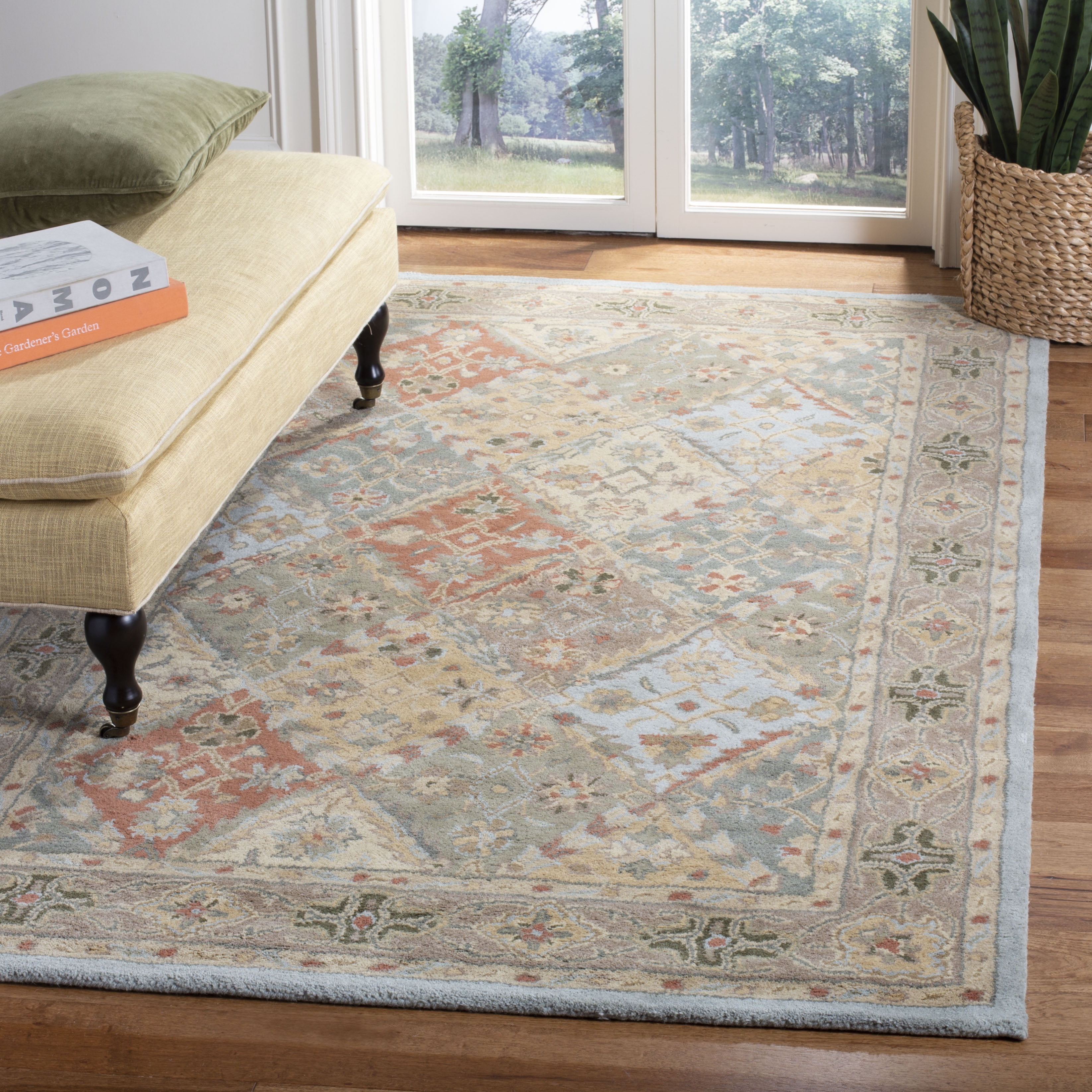 Elysian Light Blue & Beige Hand-Tufted Oval Wool Rug