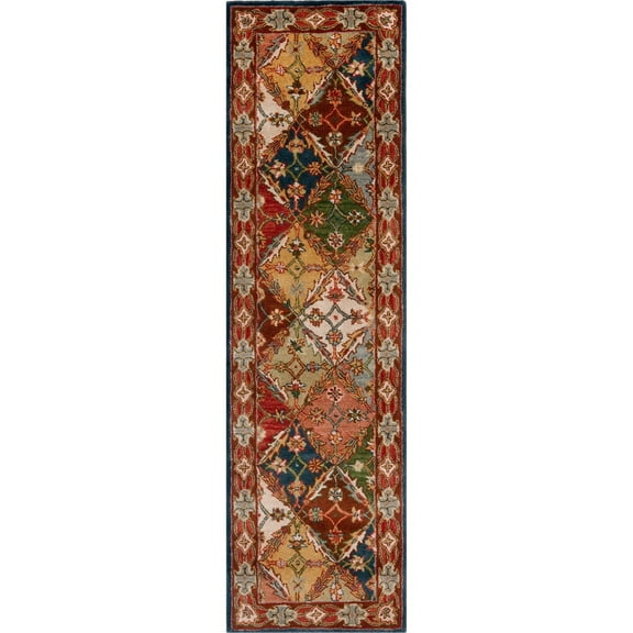 SAFAVIEH Heritage Abbey Traditional Wool Runner Rug, Green/Red, 2'3" x 10'