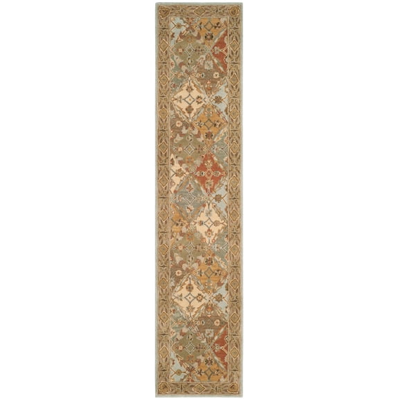 SAFAVIEH Heritage Abbey Traditional Wool Runner Rug, Light Blue/Light Brown, 2'3" x 14'