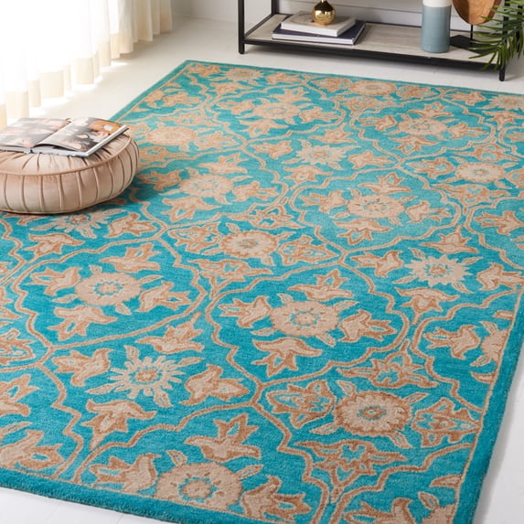 Safavieh Heritage Adams Damask Wool Area Rug, Turquoise/Multi, 6' x 9'