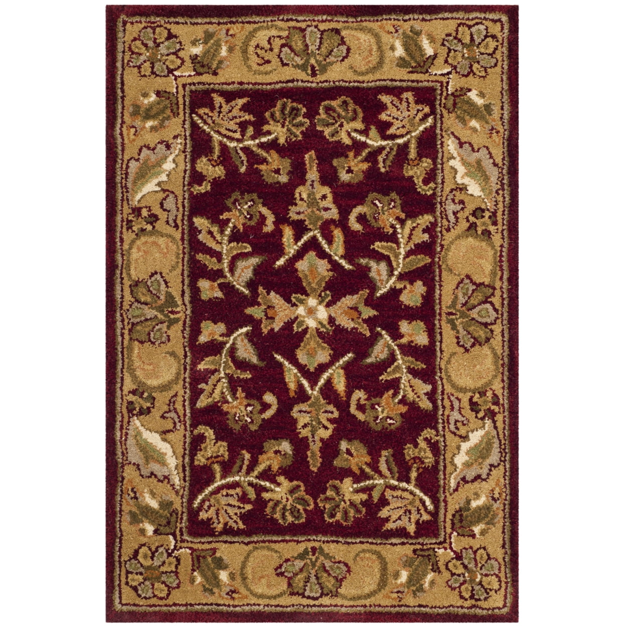 Hand-Tufted Red and Gold Wool 3' x 5' Area Rug