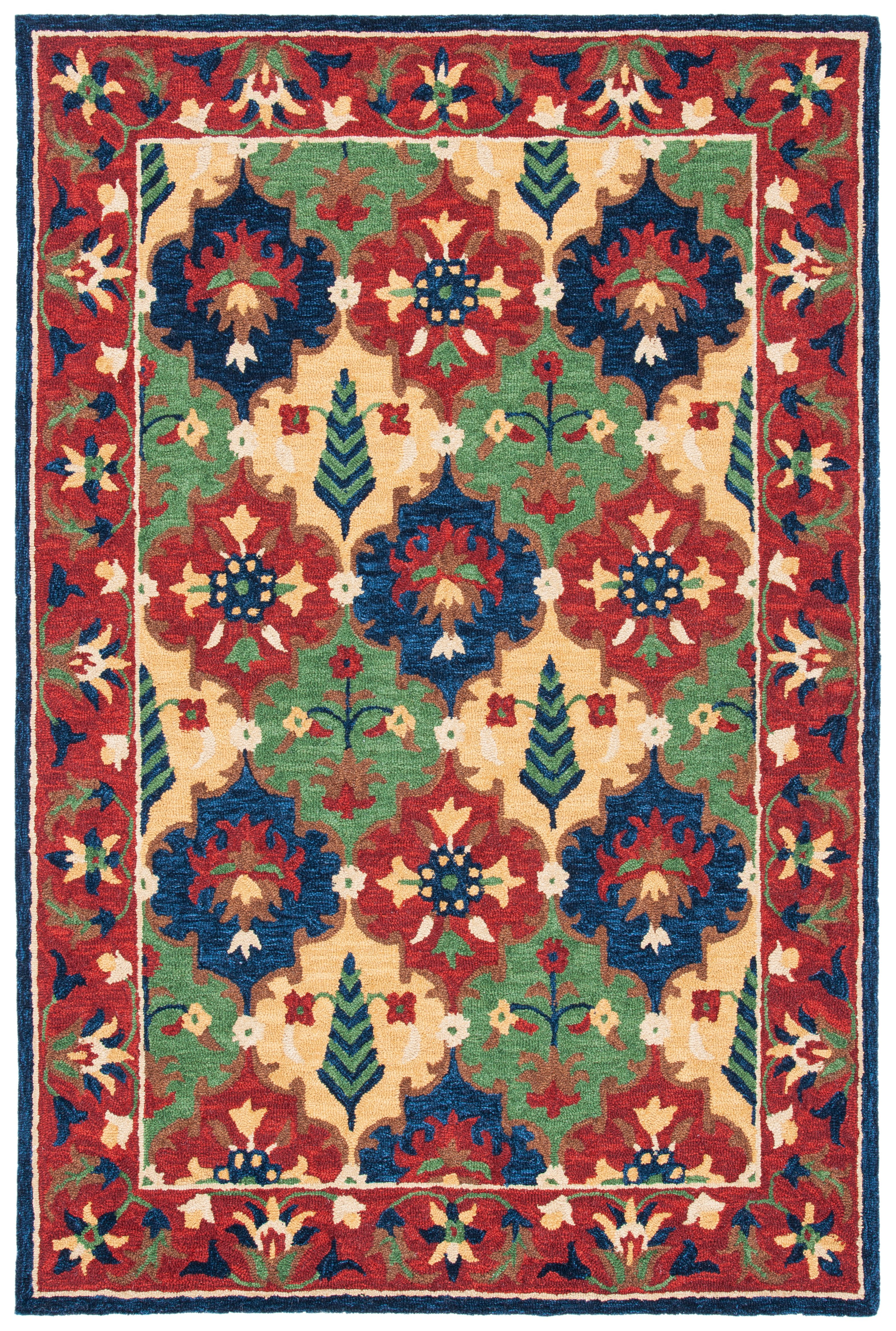 SAFAVIEH Heritage Alden Tribal Wool Area Rug, Red/Green, 3' x 5'