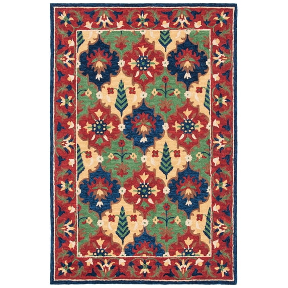 SAFAVIEH Heritage Alden Tribal Wool Area Rug, Red/Green, 5' x 8'
