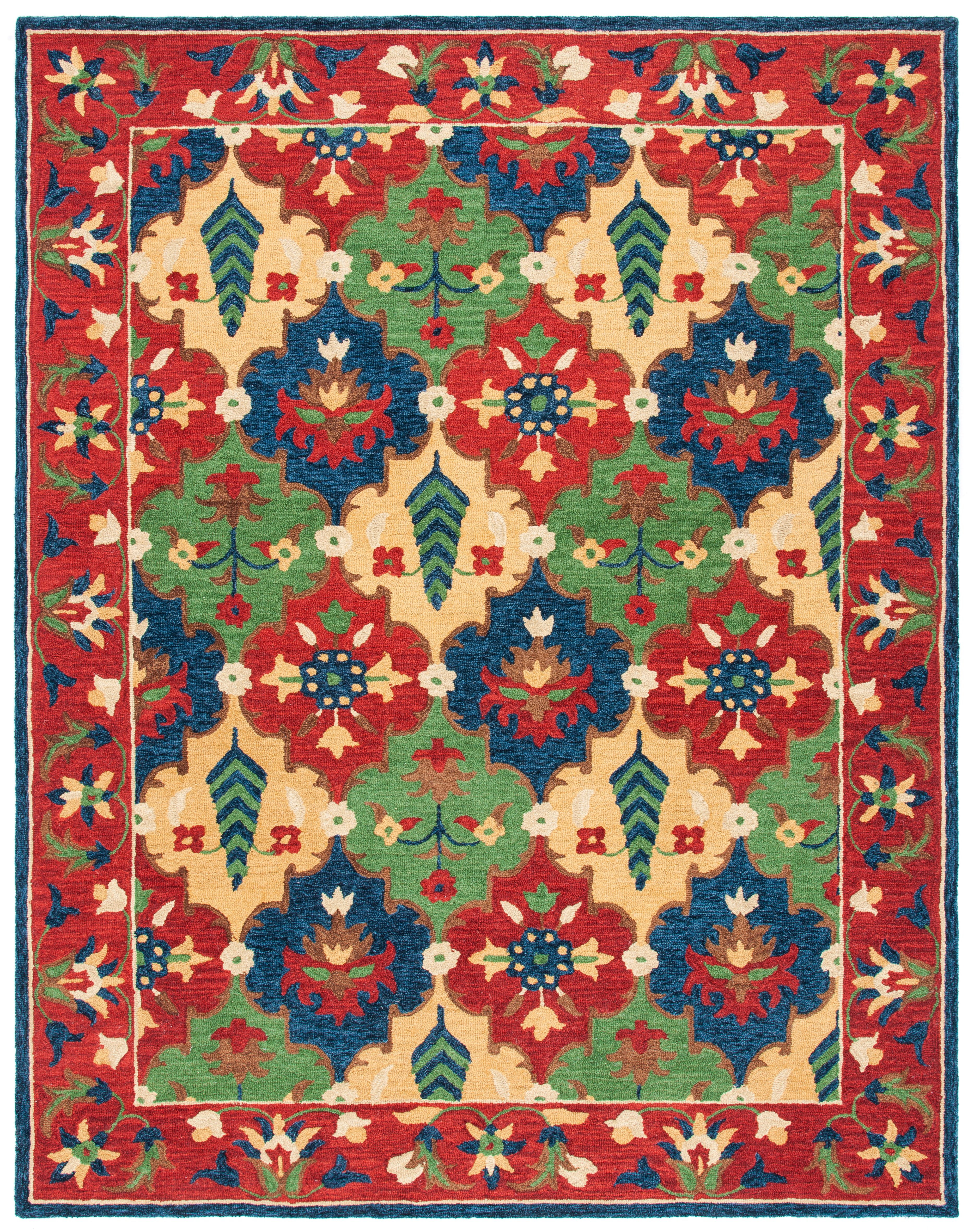 SAFAVIEH Heritage Alden Tribal Wool Area Rug, Red/Green, 8' x 10'