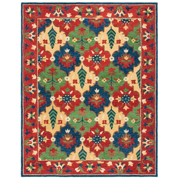 SAFAVIEH Heritage Alden Tribal Wool Area Rug, Red/Green, 9' x 12'