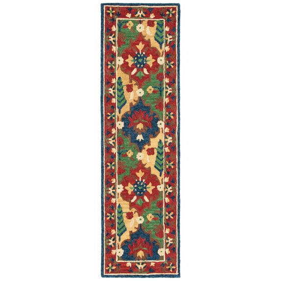 SAFAVIEH Heritage Alden Tribal Wool Runner Rug, Red/Green, 2'3" x 8'