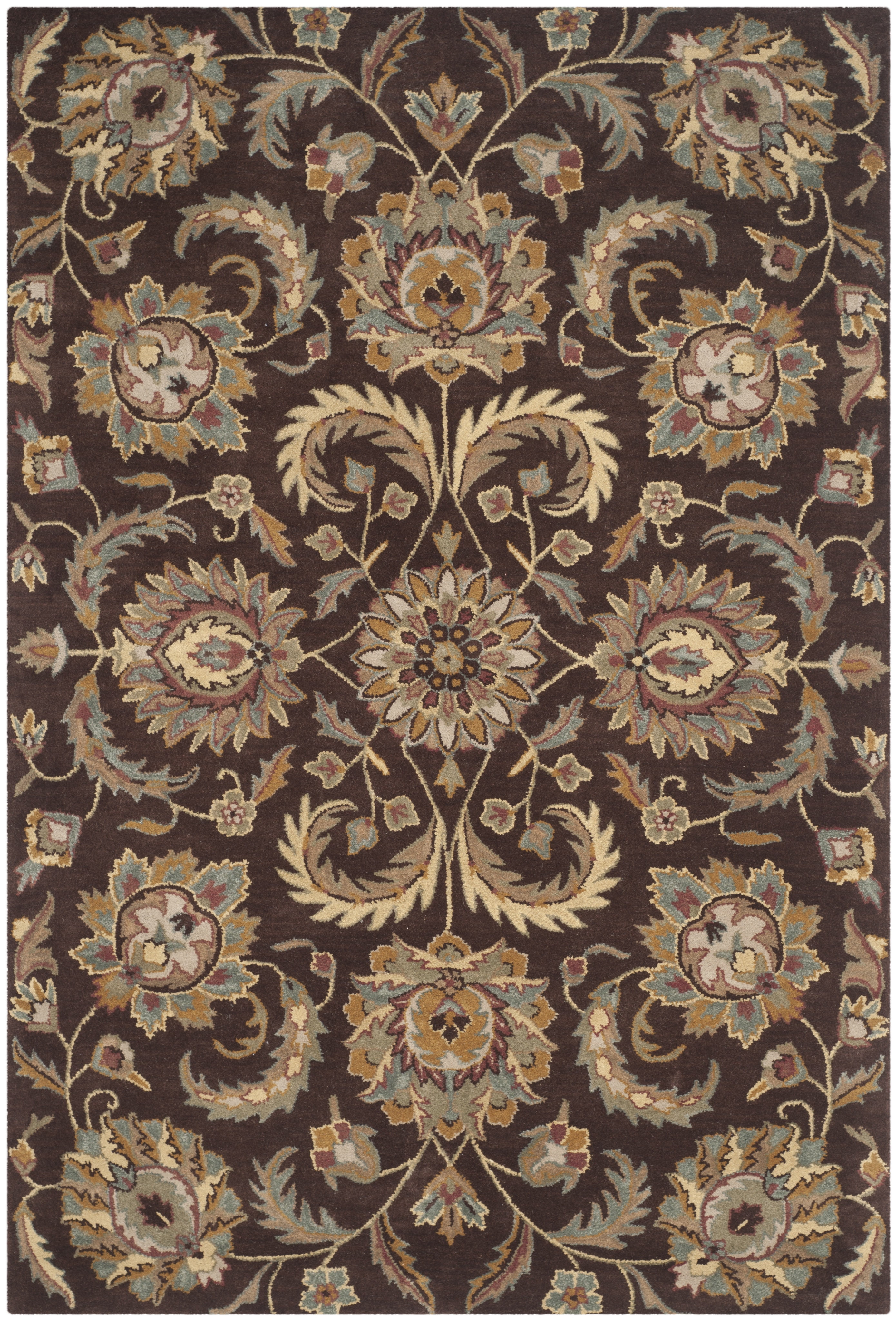 Elegant Brown and Gold Hand-Tufted Wool Area Rug, 4' x 6'