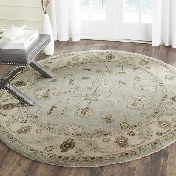 SAFAVIEH Heritage Angelle Oriental Wool Area Rug, Beige/Grey, 6' x 6' Round