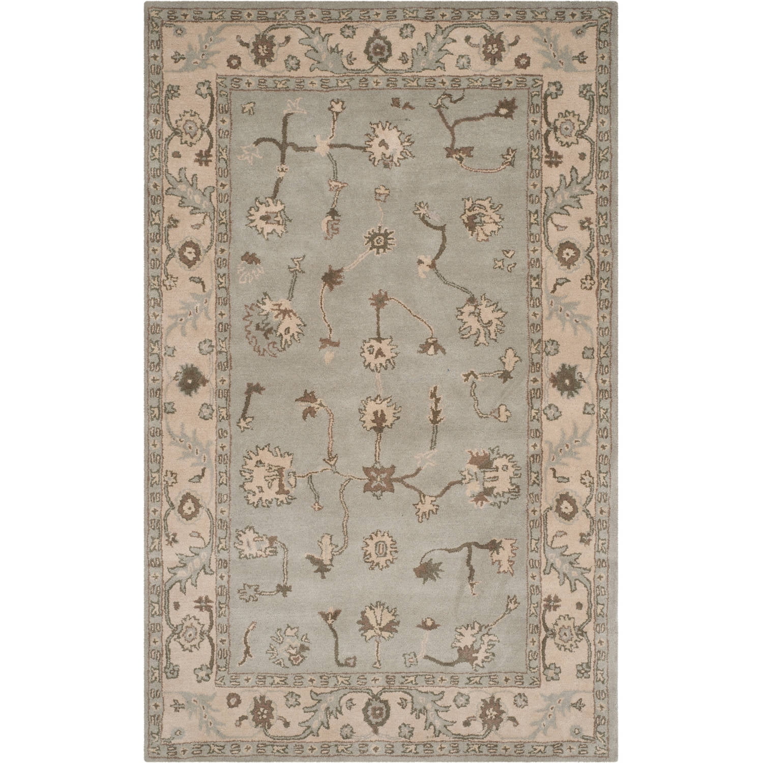 Elegant Gray Hand-Tufted Wool Rectangular Rug 4' x 6'