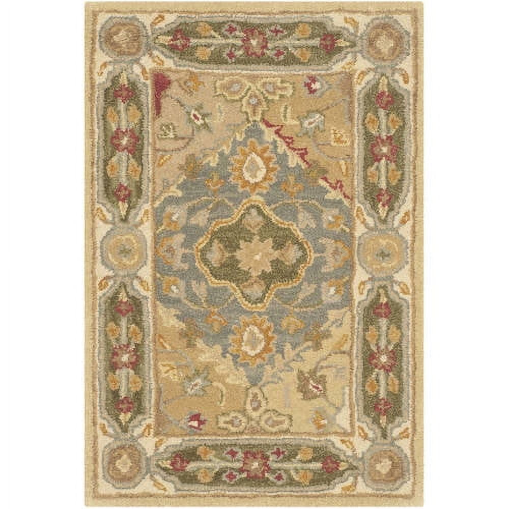 Ivory and Multi Traditional Hand-Tufted Wool Rug, 2'3" x 4'