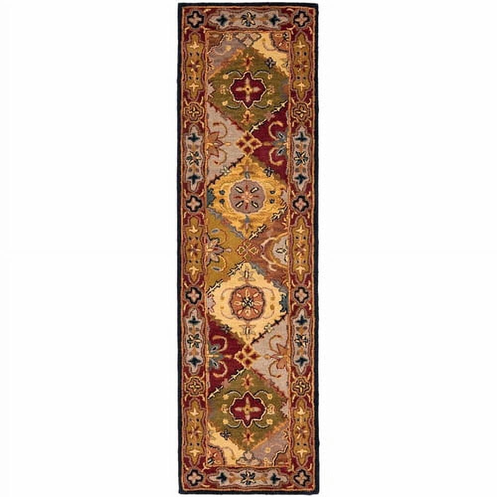 Hand-Tufted Multi/Red Wool Runner Rug, 2'3" x 22'