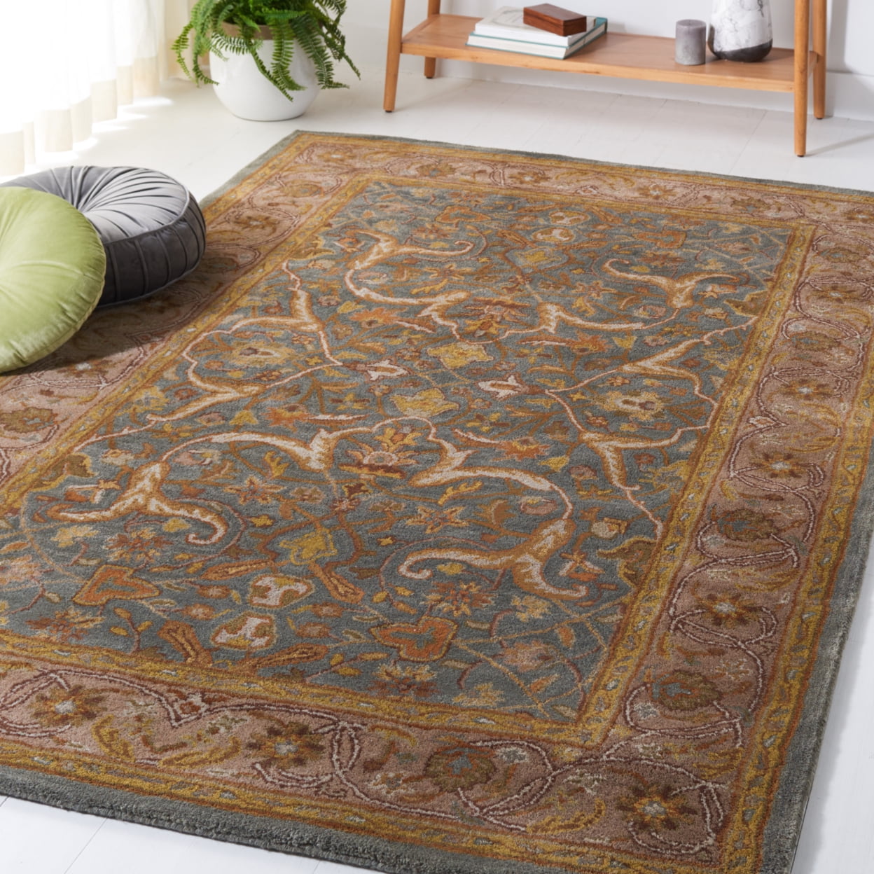 Elegant Heritage Hand-Tufted Wool Round Rug, Blue, 6' Diameter