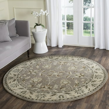 SAFAVIEH Heritage Anrai Oriental Wool Area Rug, Grey/Beige, 6' x 6' Round