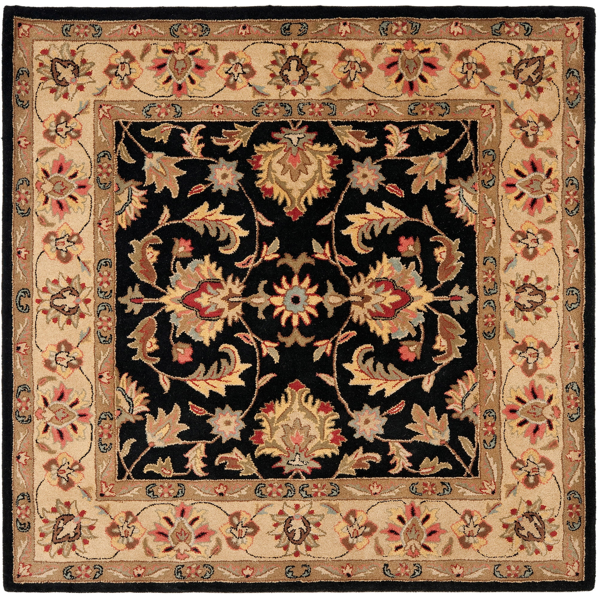 Hand-Tufted Black and Gold Wool Square Area Rug