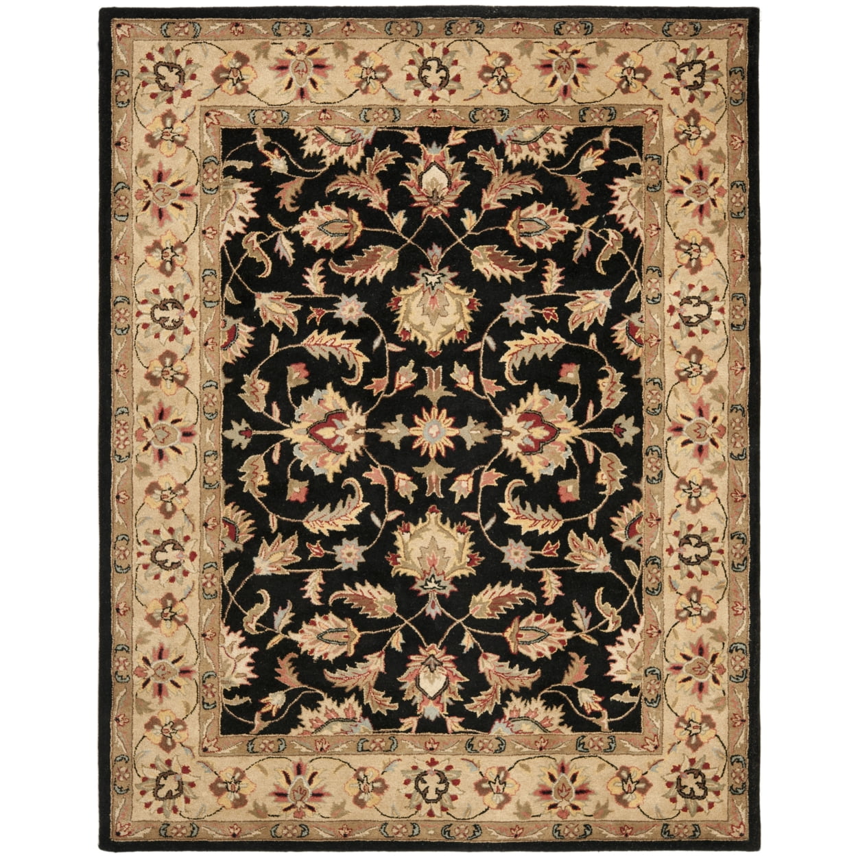 Heritage Black and Gold Hand-Tufted Wool Square Rug