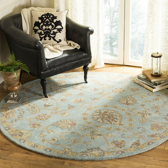 SAFAVIEH Heritage Austin Floral Area Rug, Light Blue/Multi, 6' x 6' Round