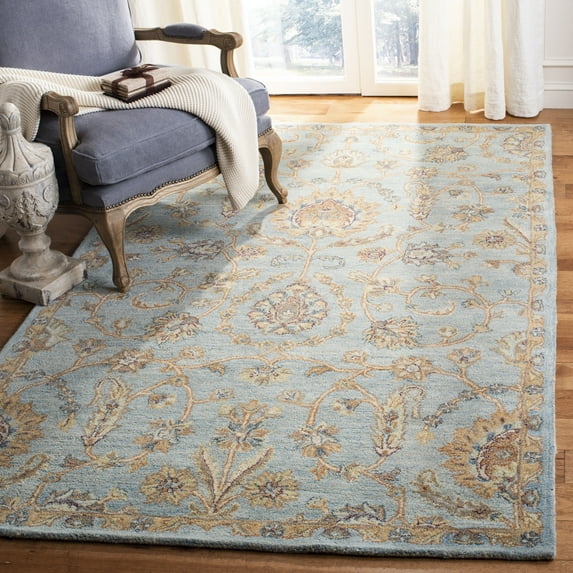 SAFAVIEH Heritage Austin Floral Area Rug, Light Blue/Multi, 6' x 6' Square