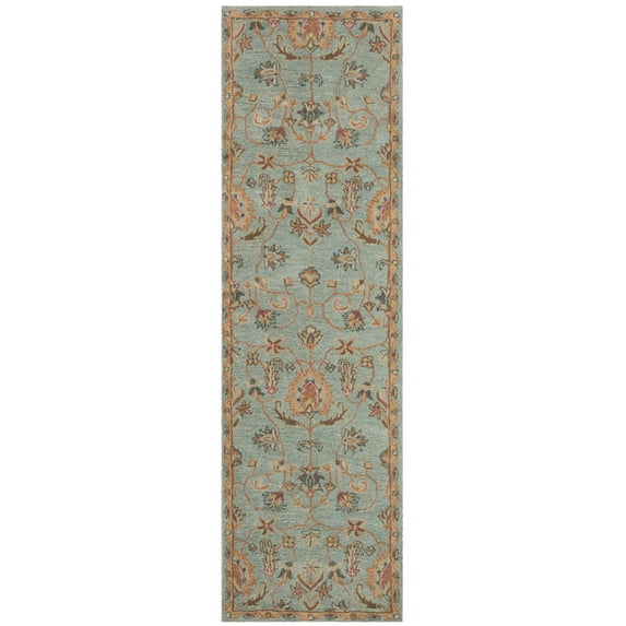 SAFAVIEH Heritage Austin Floral Wool Runner Rug, Light Blue/Multi, 2'3" x 8'