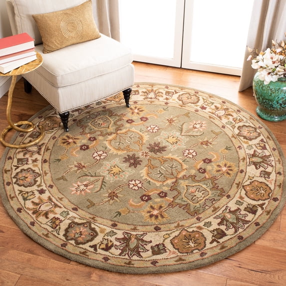 Safavieh Heritage Bernard Oriental Wool Area Rug, Light Green/Beige, 3'6" x 3'6" Round
